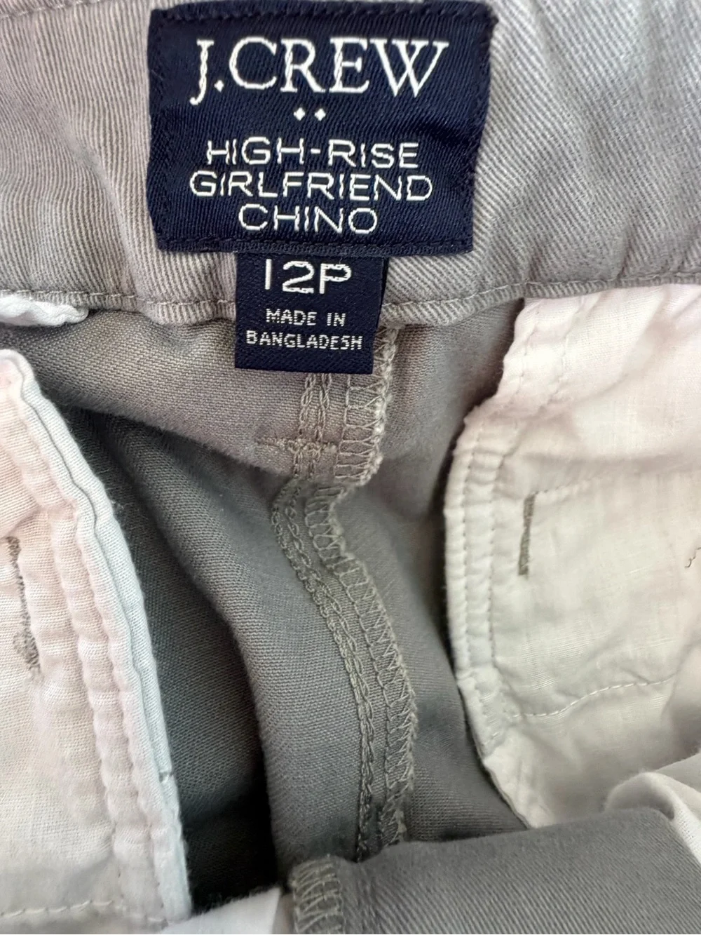 J.Crew High Rise Girlfriend Chino Pants Women’s 12P Petite Gray Stretch